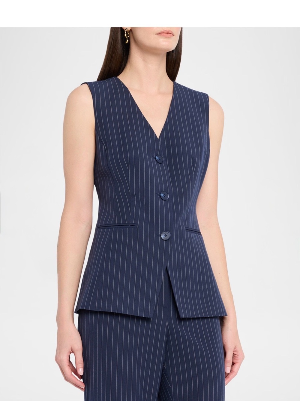Toccin Sleeveless Navy Pinstripe Vest size 2